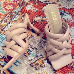 EGO Lockdown Nude Square Peeptoe Mules